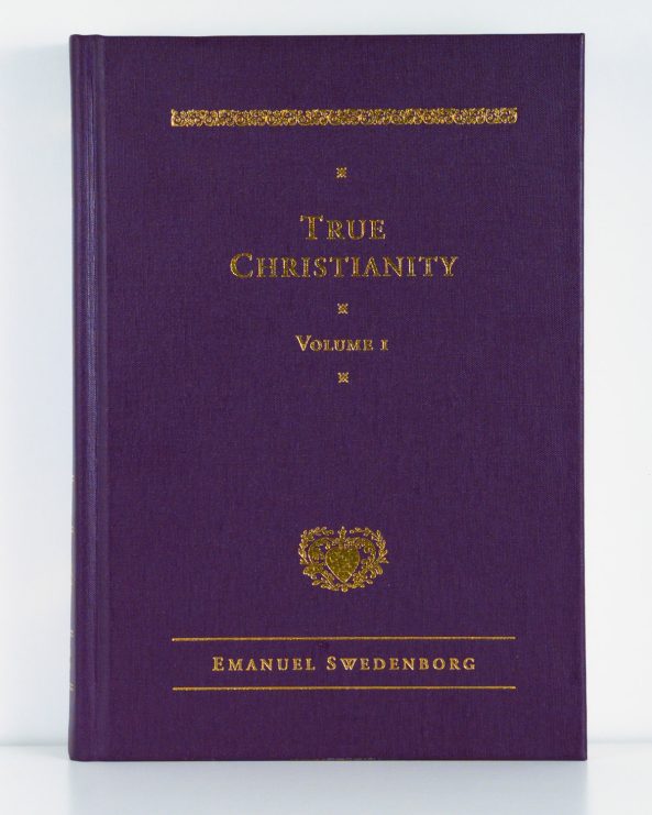 True Christianity Vol 1 NCE Deluxe Cloth Front Cover Photo - Swedenborg Foundation Purple cloth hardcover book with gold foil embossed text and ornaments