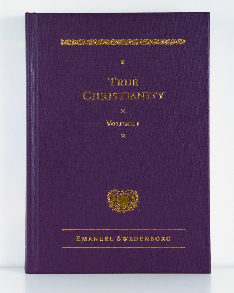 True Christianity Vol 1 NCE Deluxe Cloth Front Cover Photo - Swedenborg Foundation Purple cloth hardcover book with gold foil embossed text and ornaments