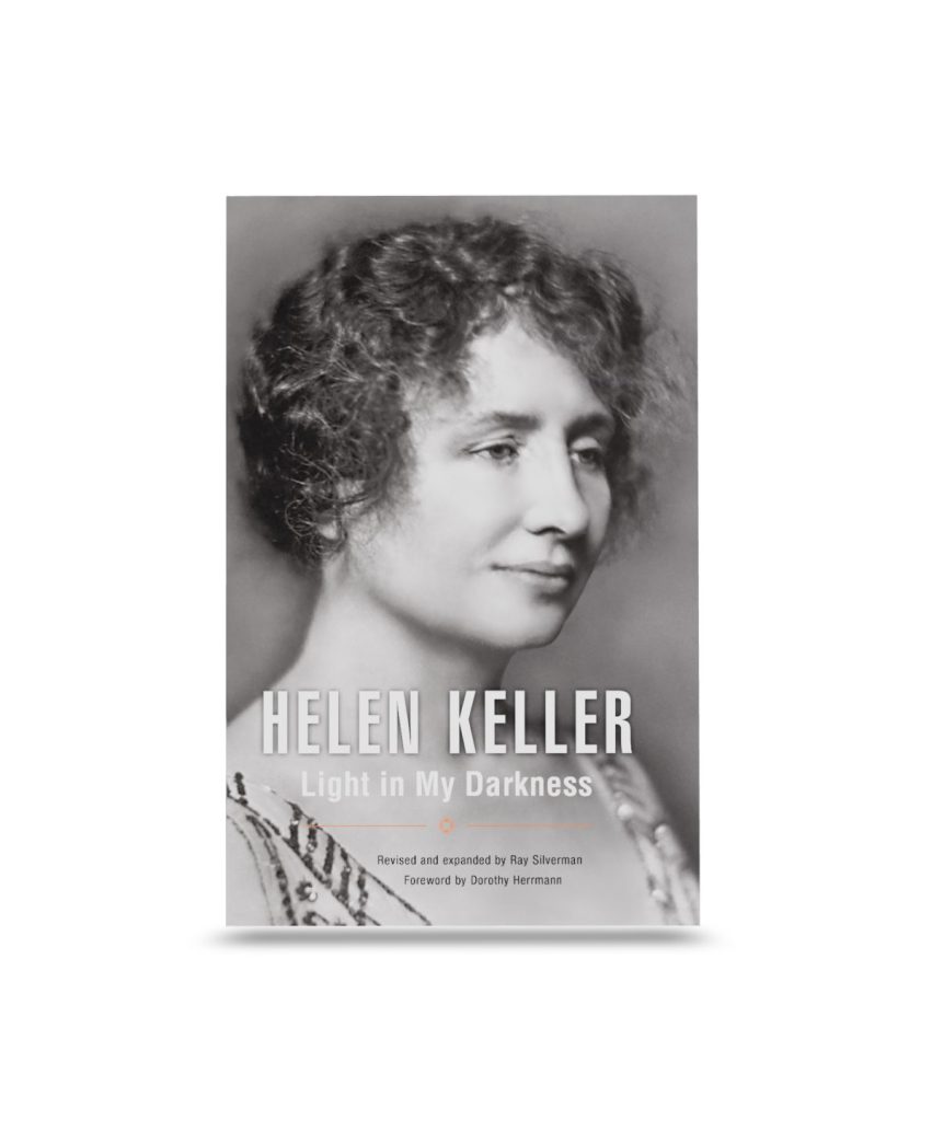 Light In My Darkness Mockup flat Front View - Swedenborg Foundation Paperback book upright front cover with picture of Helen Keller