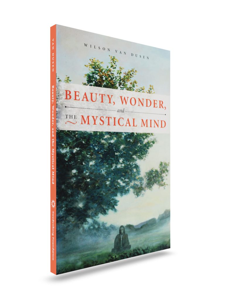 Beauty Wonder_Front Cover three-quarter view - Swedenborg Foundation Front book cover in three-quarter view with artwork depicting a tree and a small seated figure in the center