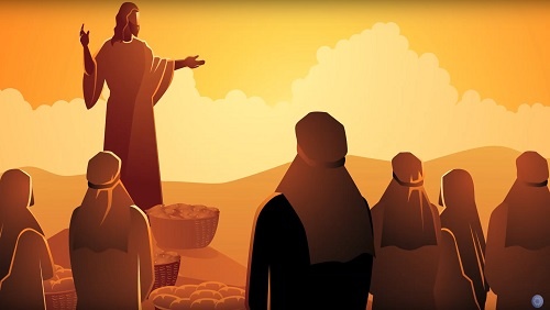 18.15 - Swedenborg Foundation Illustration of Jesus feeding 5,000 with loaves and fishes
