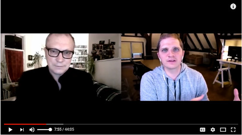 Image of Gary Lachman and Curtis Childs on a video chat call