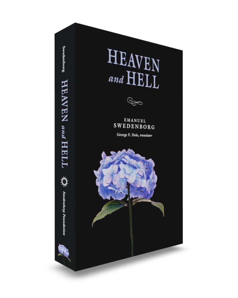 Heaven and Hell Portable New Century Edition front cover - Swedenborg Foundation Heaven and Hell Portable New Century Edition front cover 3-quarter angle with purple flower